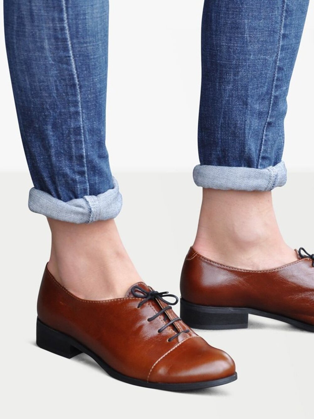 Gatsby - Women's  Brown Oxfords, Brown Leather Shoes